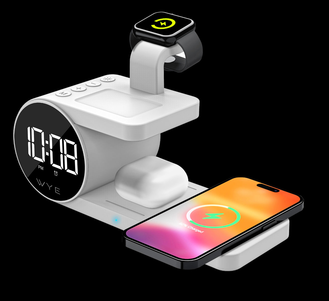 WYEFLUX 5-IN-1 Wireless Charging Dock with Clock