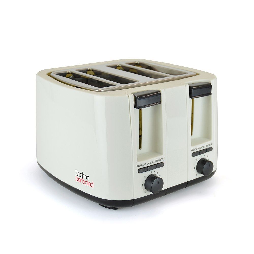 KitchenPerfected 4 Slice extra-wide slot Toaster - Cream
