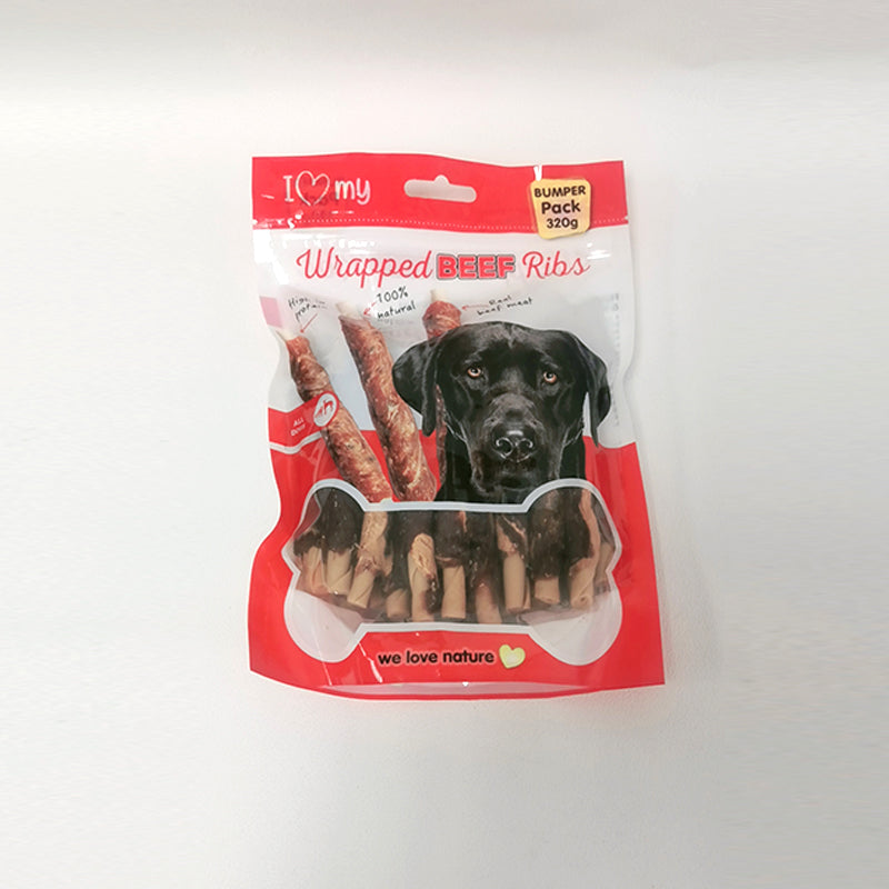 320g Pet Dog Treats Wrapped Beef Ribs