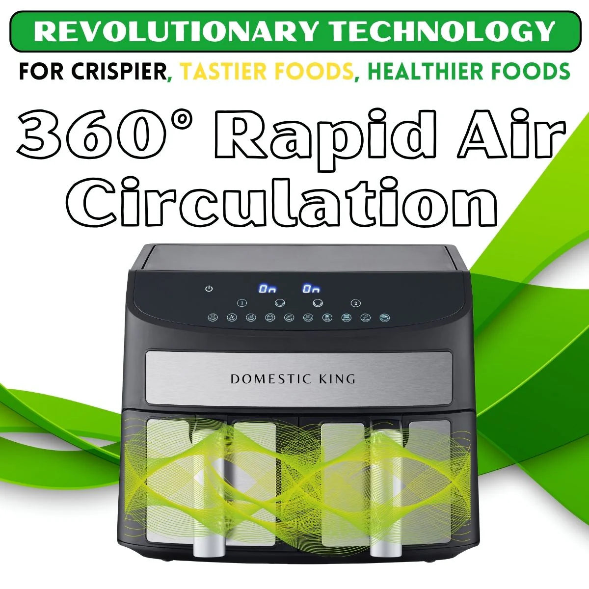 Domestic King 7L Digital Dual Basket 2400W Air Fryer With Recipe Book- DK18094