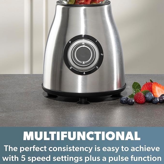 Daewoo Stainless Steel Smoothie & Shake Jug Blender | 1.5L Glass Jug