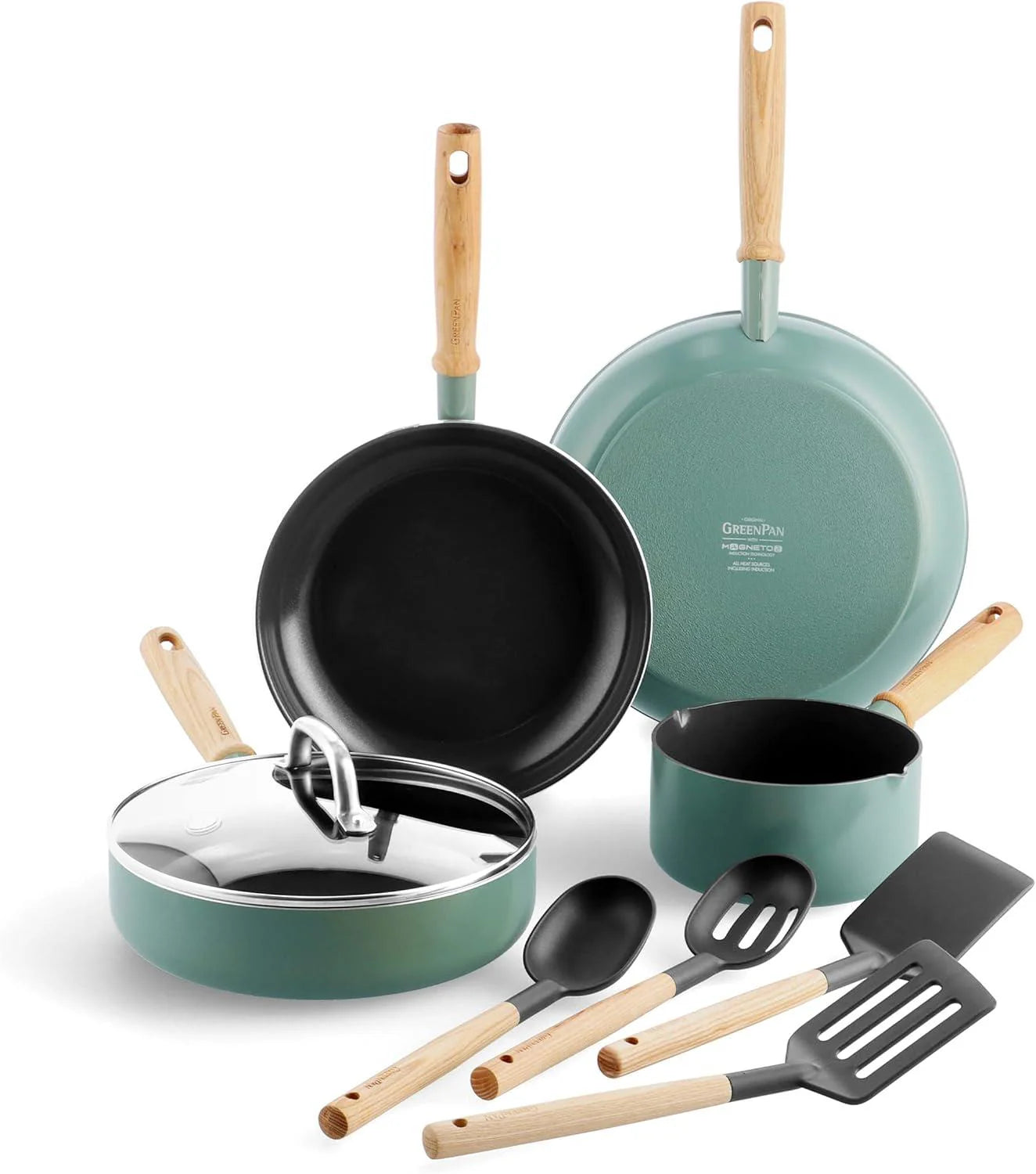 GreenPan Mayflower Healthy Ceramic Non-Stick 9-Piece Cookware Pots and Pans Set