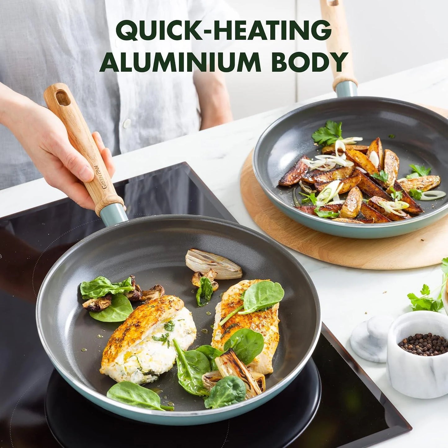 GreenPan Mayflower Healthy Ceramic Non-Stick 9-Piece Cookware Pots and Pans Set