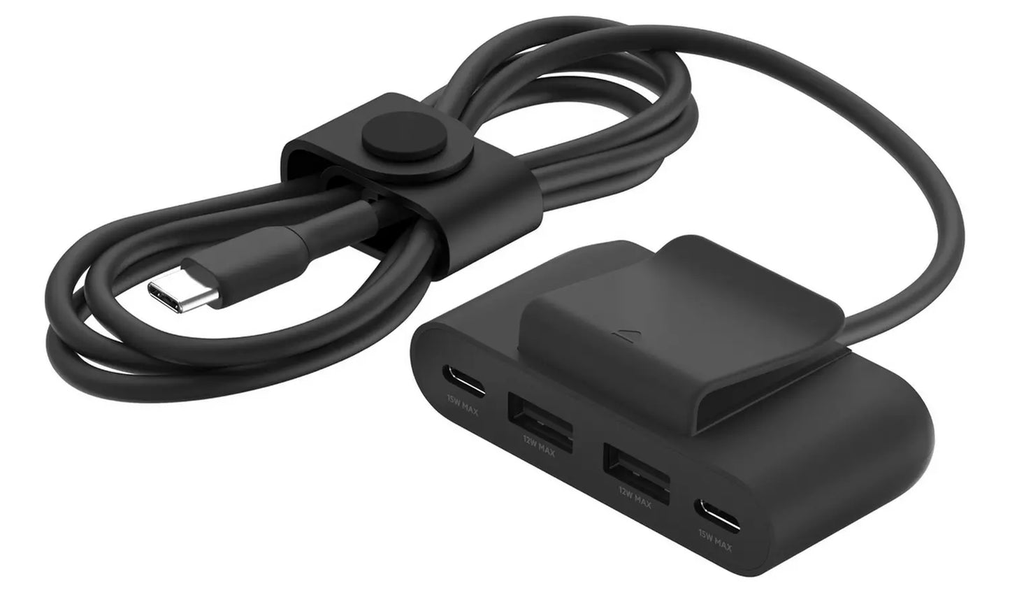 Belkin 4 Port Power Extender Dual USB-C and USB-A 2m - Black