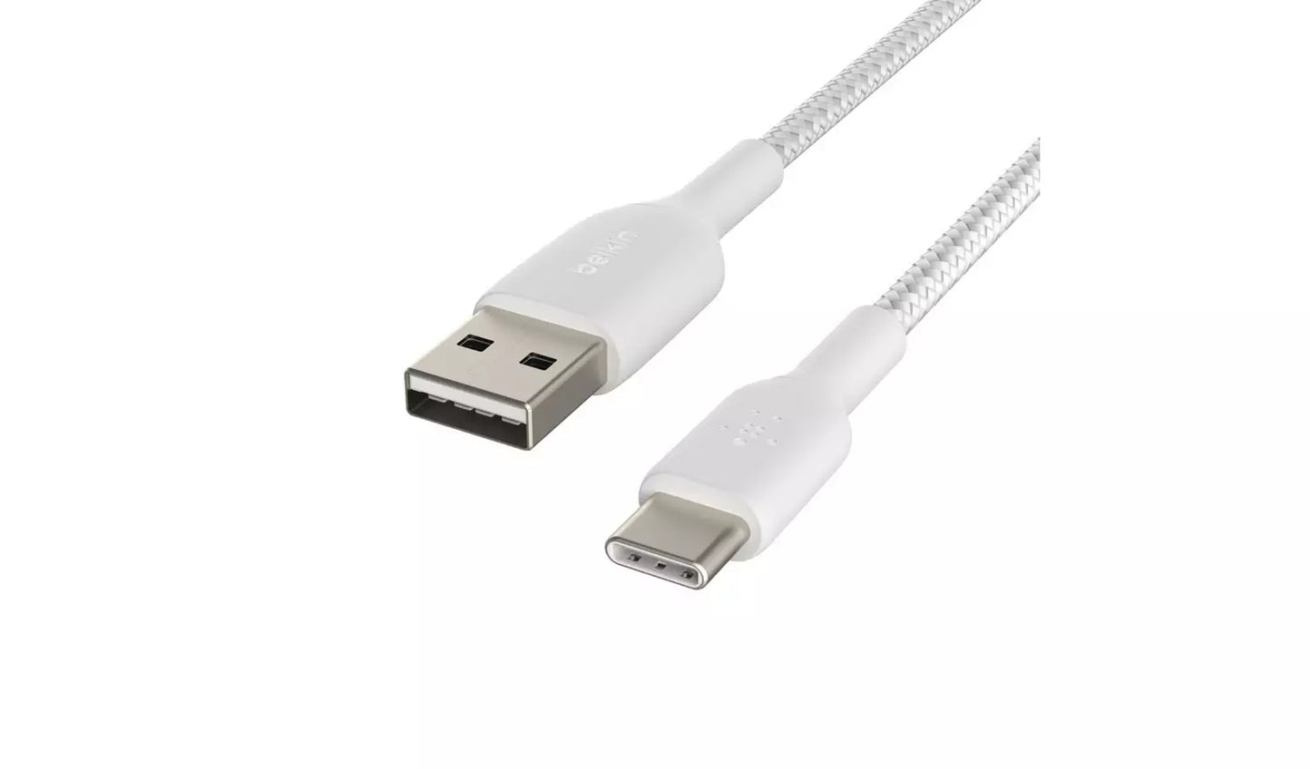 Belkin Braided USB-C to USB-A 3m Cable - White