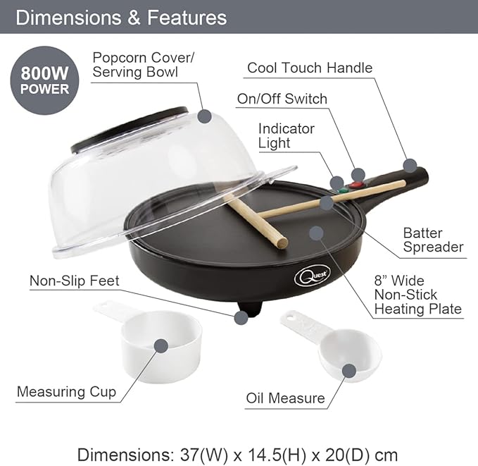Quest 2-in-1 Popcorn & French Crêpe Pancake Maker