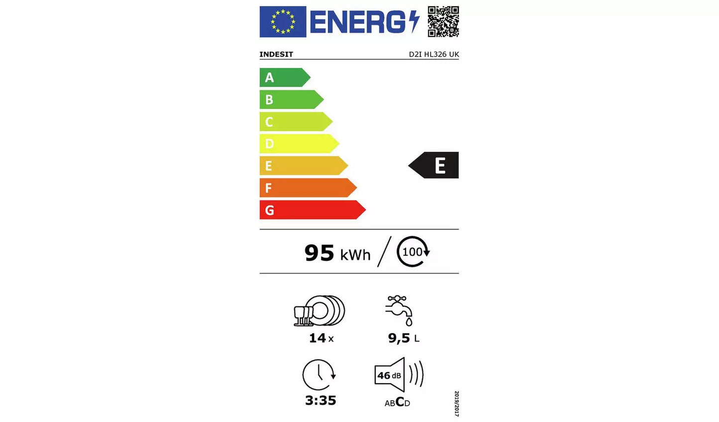 Indesit D2IHL326UK Full Size Integrated Dishwasher