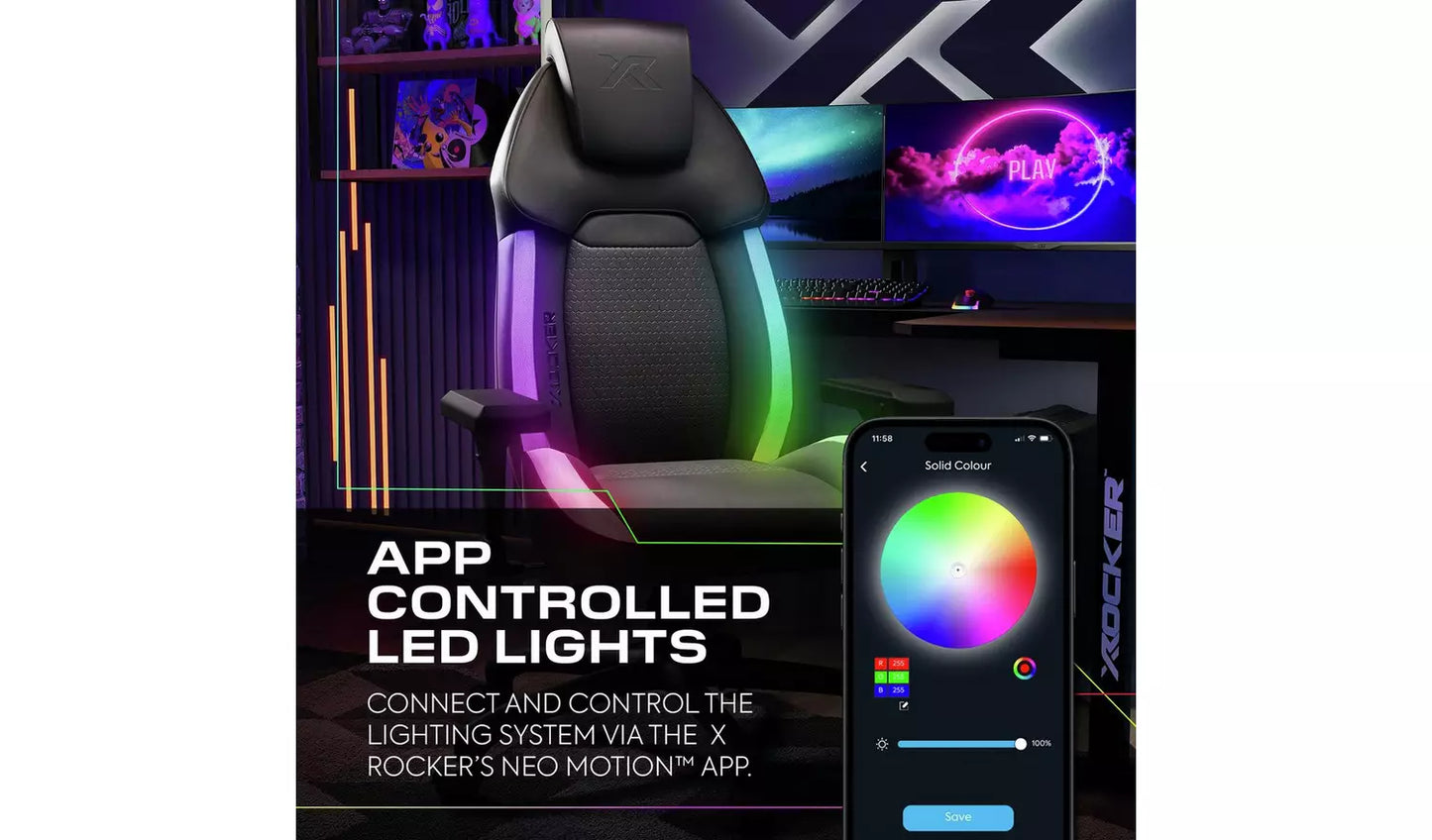 X Rocker Sparta RGB Gaming Chair - Black