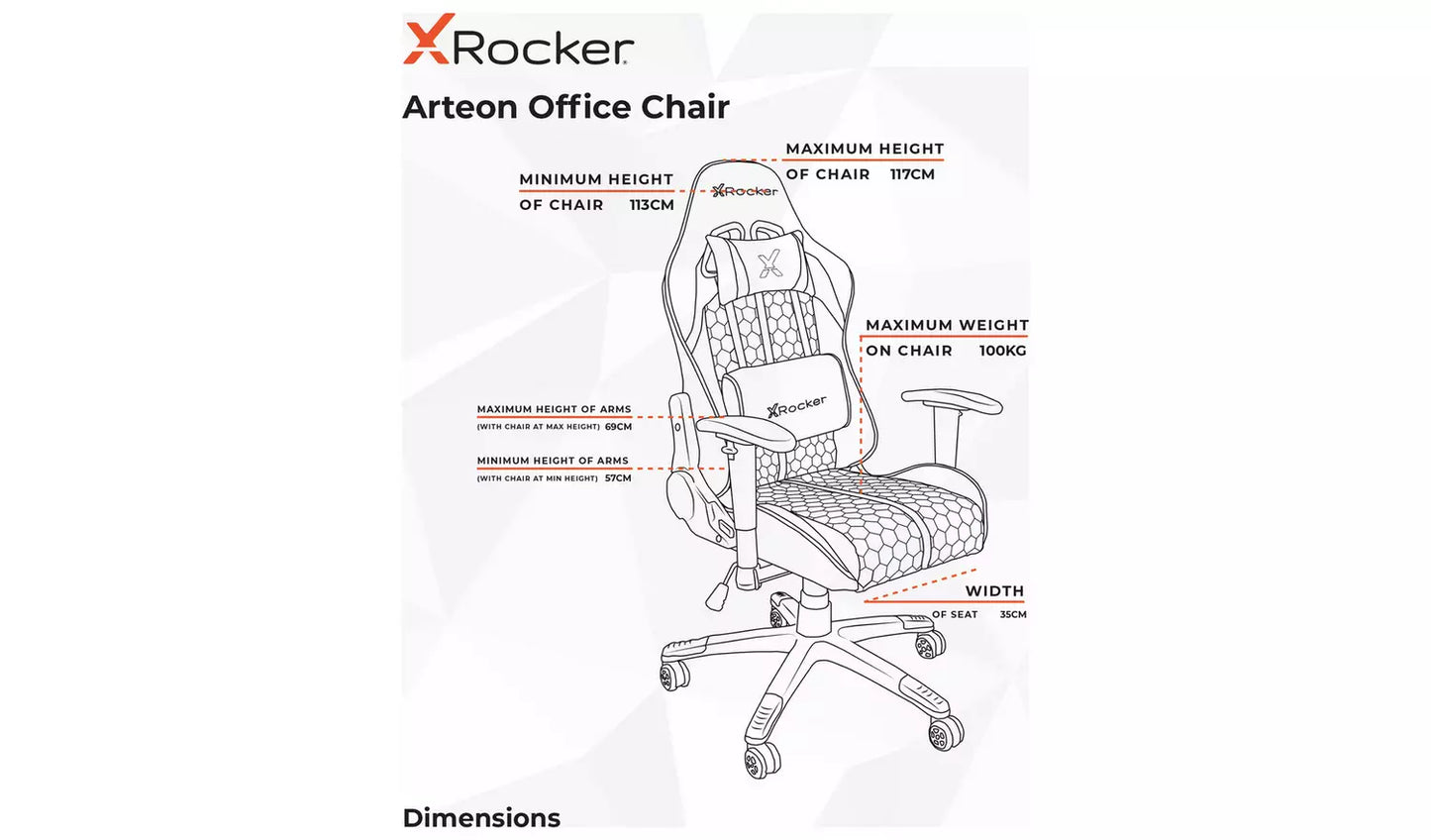X Rocker Arteon Reversible Junior Gaming Chair - Black