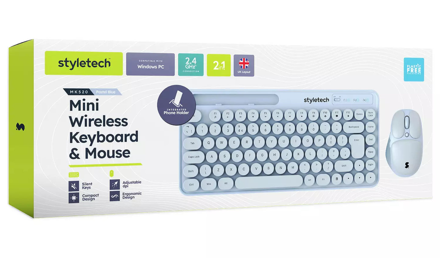 Styletech MK520 Wireless Mouse and Keyboard Blue