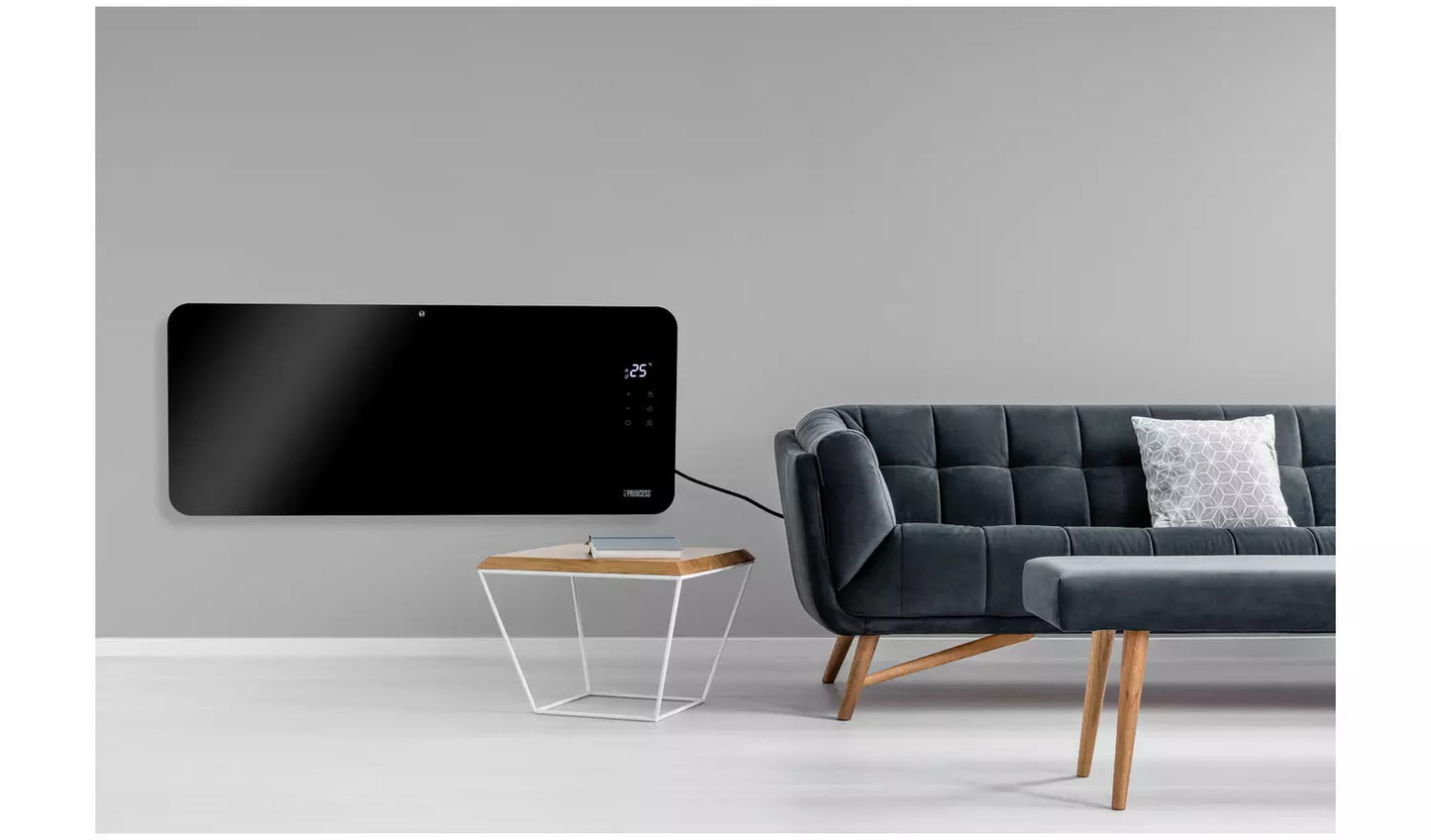 Princess 2kW Smart Glass Panel Heater - Black