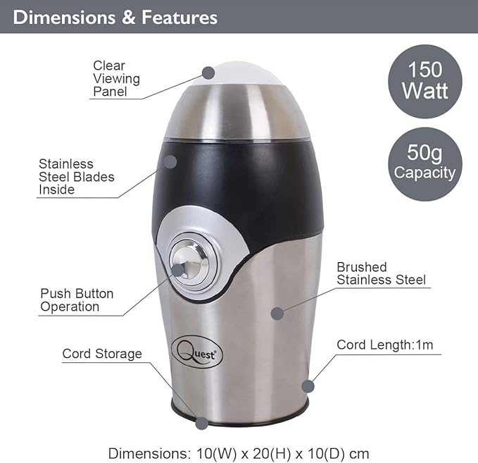 Quest Compact Stainless Steel Grinder