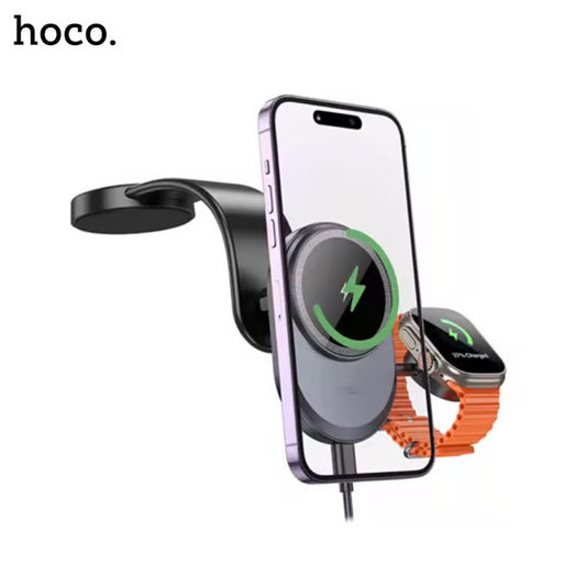 HOCO HW28 2 in 1 Car Center Console Wireless 15W Fast Charging Car Phone Holder