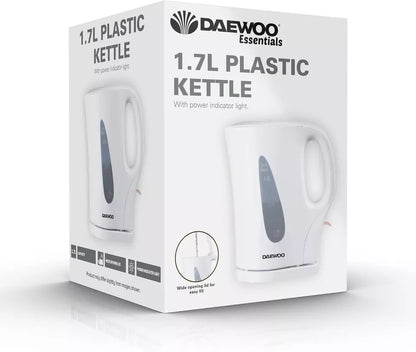Daewoo Essentials Plastic Kettle White 1.7 Litre