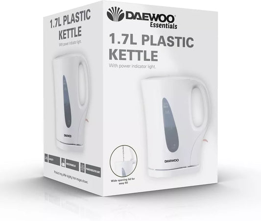 Daewoo Essentials Plastic Kettle White 1.7 Litre