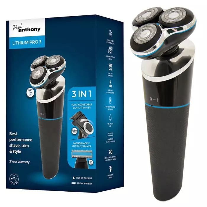 LLOYTRON PAUL ANTHONY LITHIUM PRO 3 USB WET & DRY SHAVER & BEARD TRIMMER