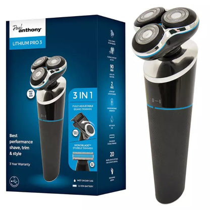 LLOYTRON PAUL ANTHONY LITHIUM PRO 3 USB WET & DRY SHAVER & BEARD TRIMMER