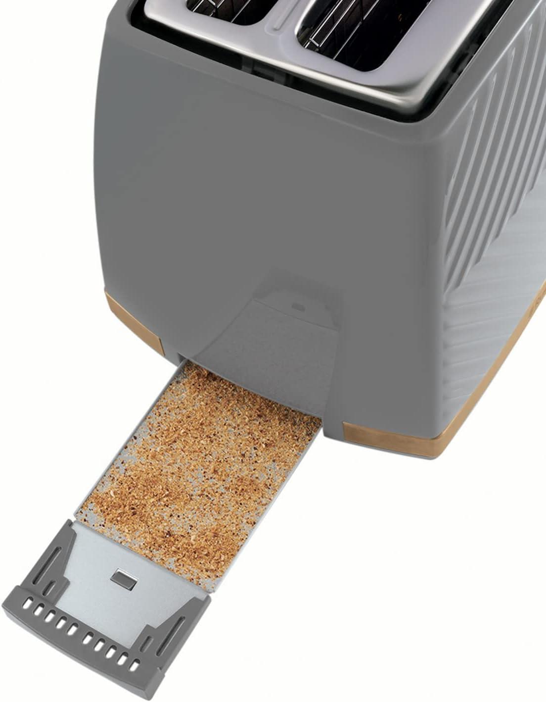 Russell Hobbs Groove Grey 2 Slice 850W Toaster