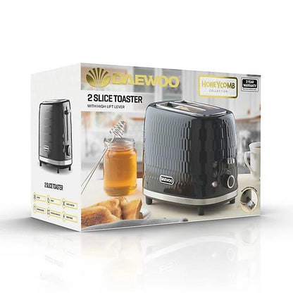 Daewoo 2 Slice Honeycomb Toaster Black SDA2605