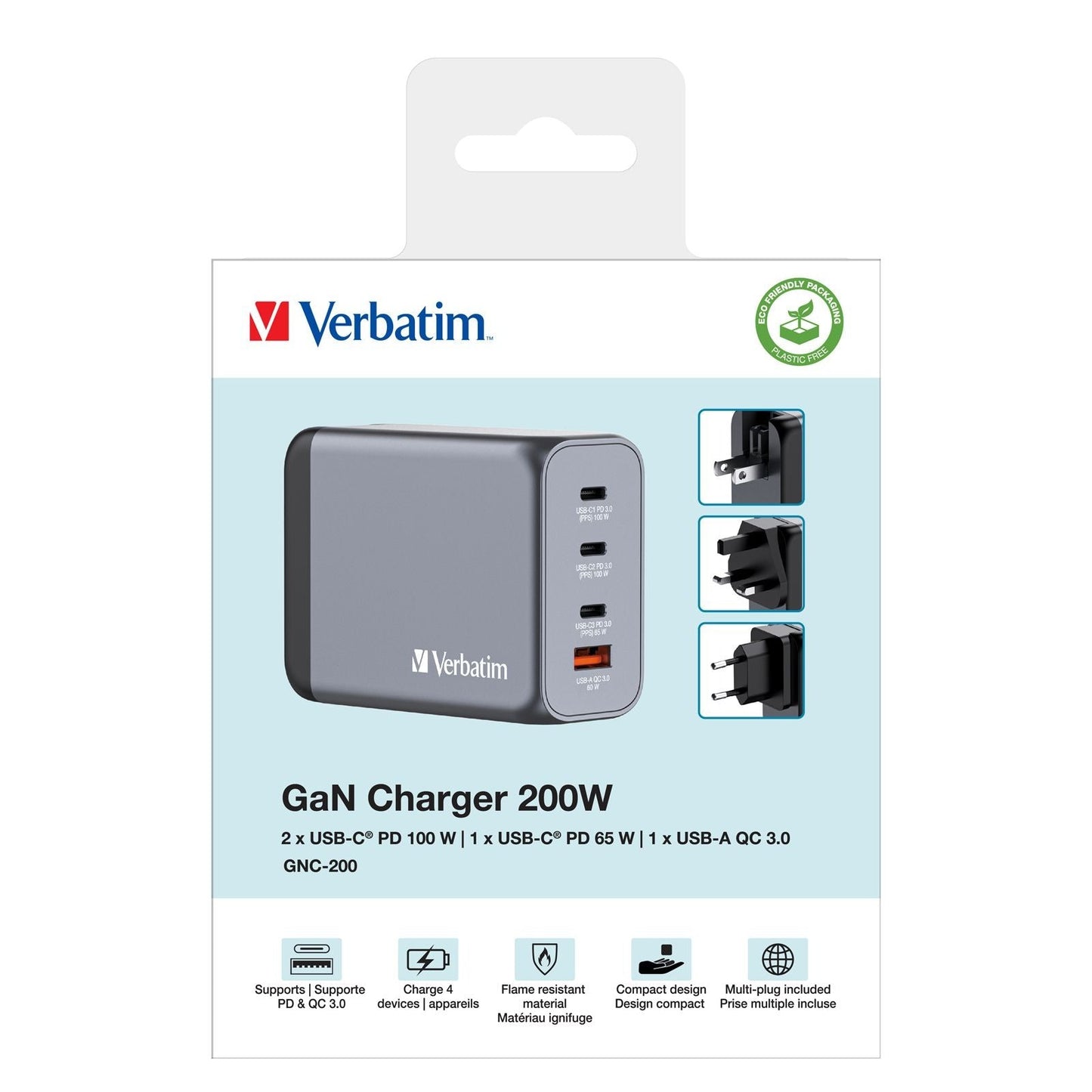 Verbatim GNC-200 Universal Black, Grey AC Fast charging Indoor