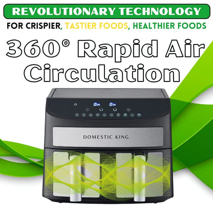 Domestic King 7L Digital Dual Basket 2400W Air Fryer With Recipe Book- DK18094