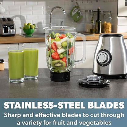 Daewoo Stainless Steel Smoothie & Shake Jug Blender | 1.5L Glass Jug