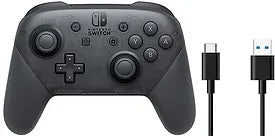 Nintendo Switch Black Pro Controller + USB C Cable