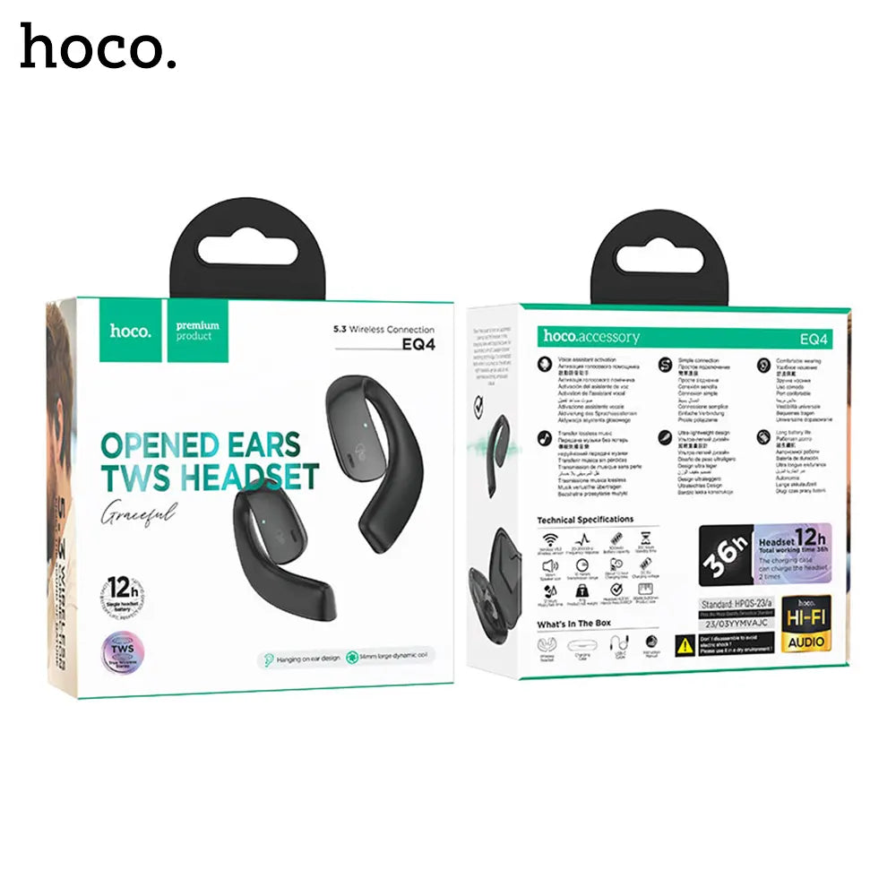 HOCO EQ4 Graceful Opened Ears True Wireless BT Headset – Black