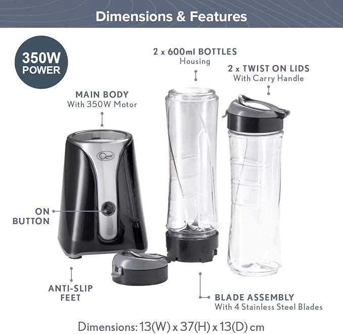 Quest Personal Blender & Smoothie Maker with Portable Bottle