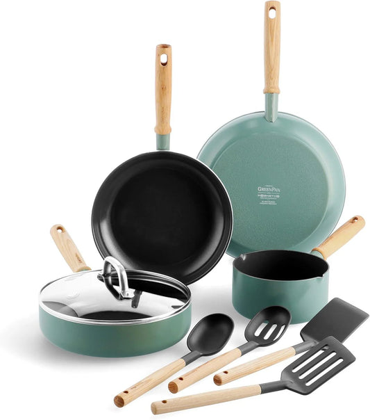 GreenPan Mayflower Healthy Ceramic Non-Stick 9-Piece Cookware Pots and Pans Set