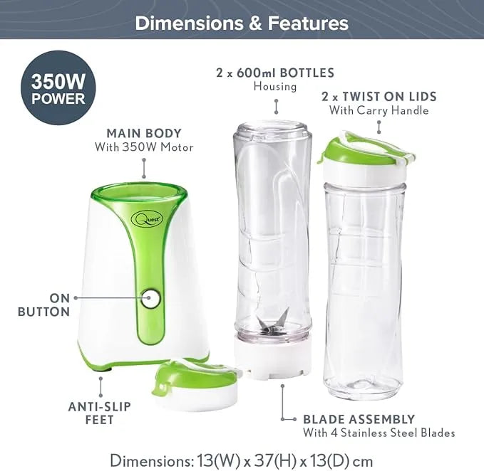 Quest Personal Blender & Smoothie Maker with Portable Bottle