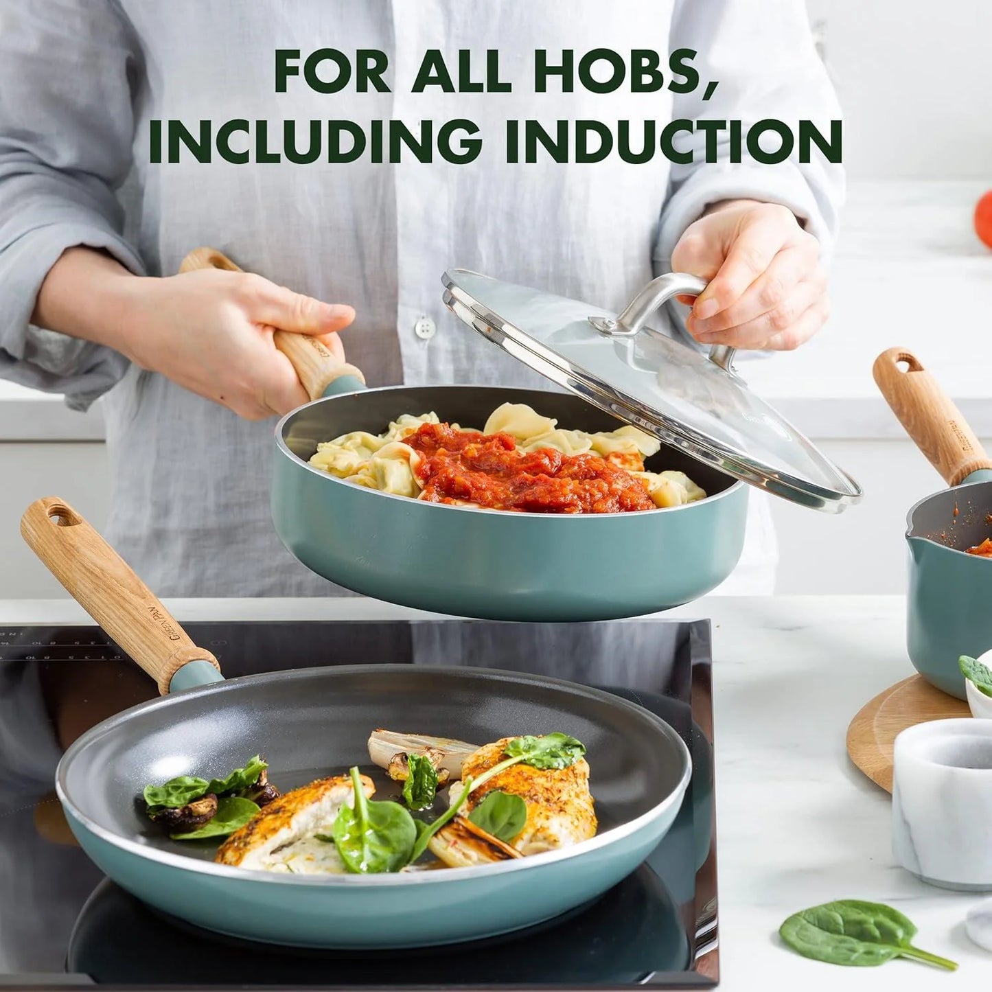 GreenPan Mayflower Healthy Ceramic Non-Stick 9-Piece Cookware Pots and Pans Set