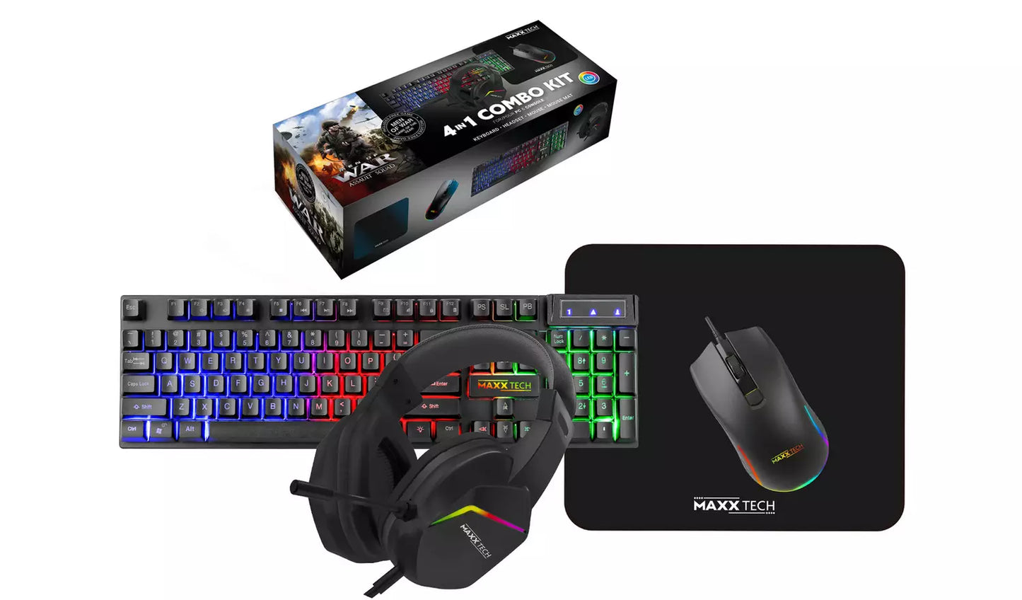 Maxx Tech 4-In-1 Combo Kit Gaming PC Bundle, Men of War Game