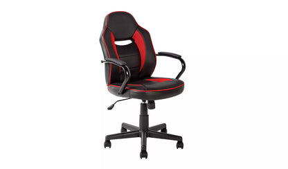 Home Faux Leather Mid Back Gaming Chair - Red & Black