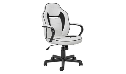 Home Faux Leather Mid Back Gaming Chair -White & Black