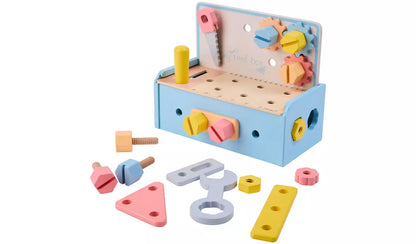 Chad Valley Wooden Tool Box-Blue