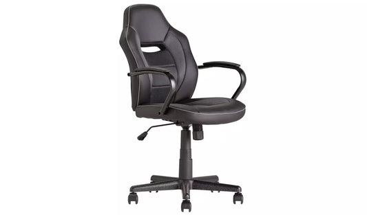 Home Faux Leather Mid Back Gaming Chair - Black