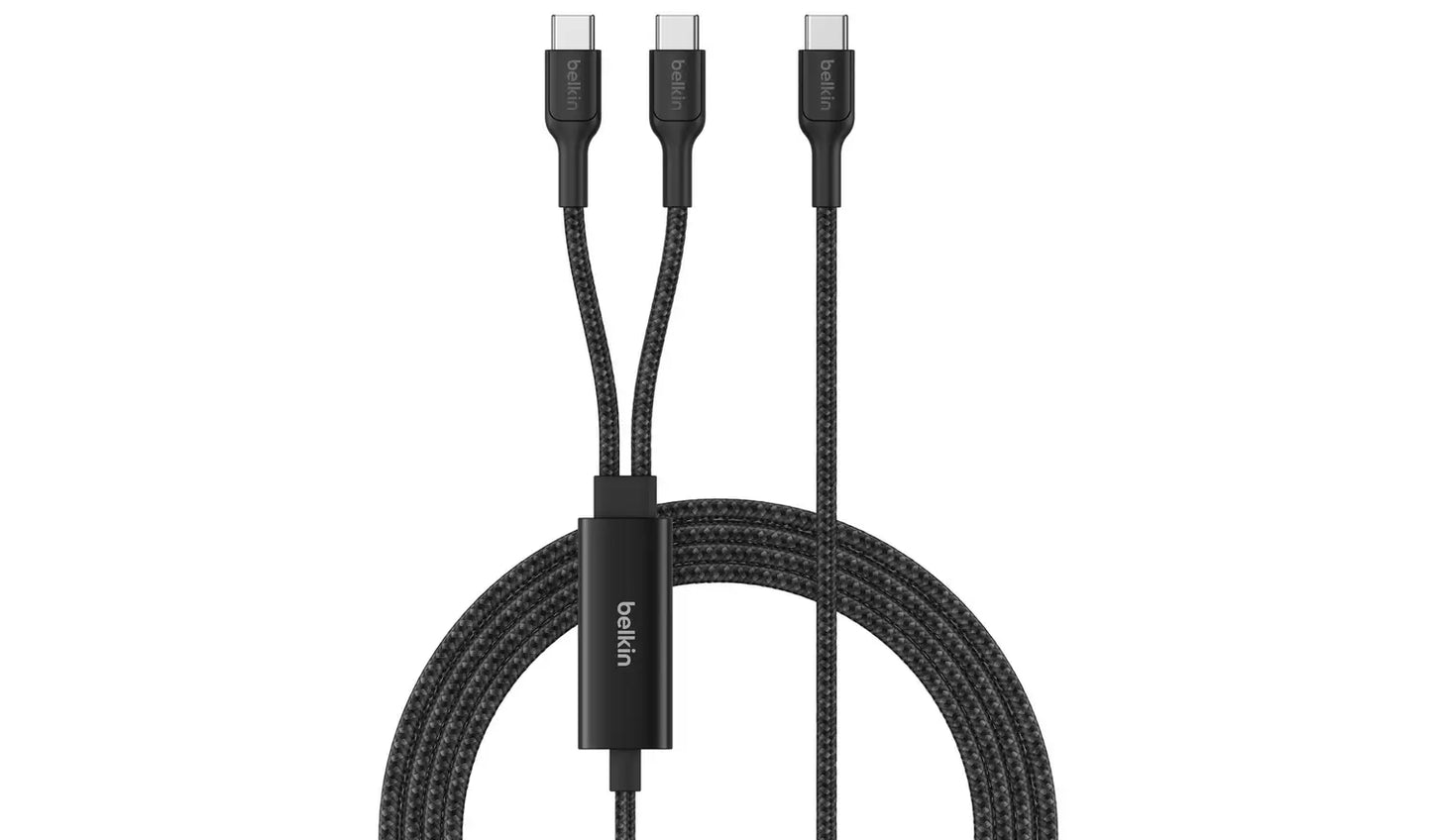 Belkin BoostCharge Pro 1.5m 140W 2-In-1 USB-C Cable - Black