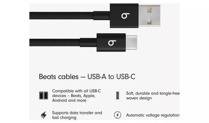 Beats USB A to USB C Woven Cable - Bolt Black