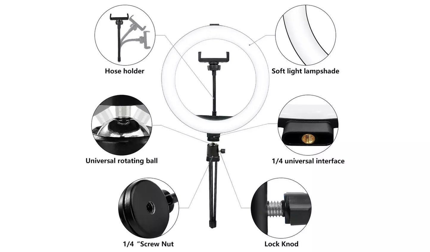 Desk Ring Light With Tripod & Phone Holder