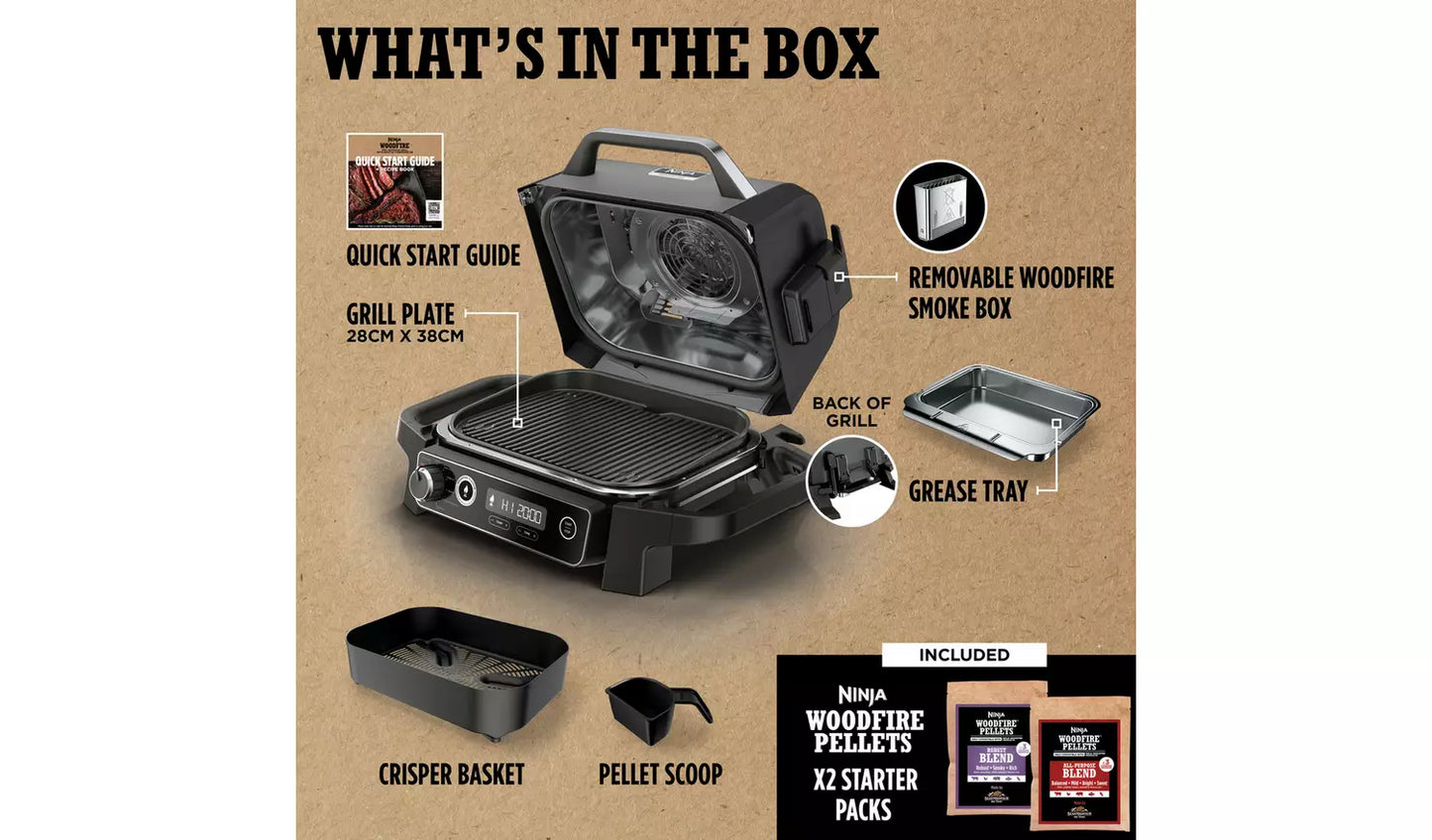 Ninja OG701UK Woodfire Electric BBQ Grill & Smoker