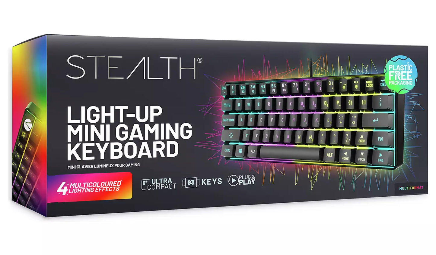 STEALTH Light-Up Mini Wired Keyboard - Black