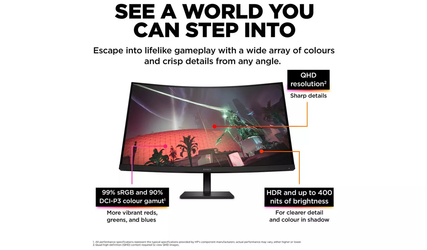 HP Omen 31.5 Inch 165Hz QHD Gaming Monitor