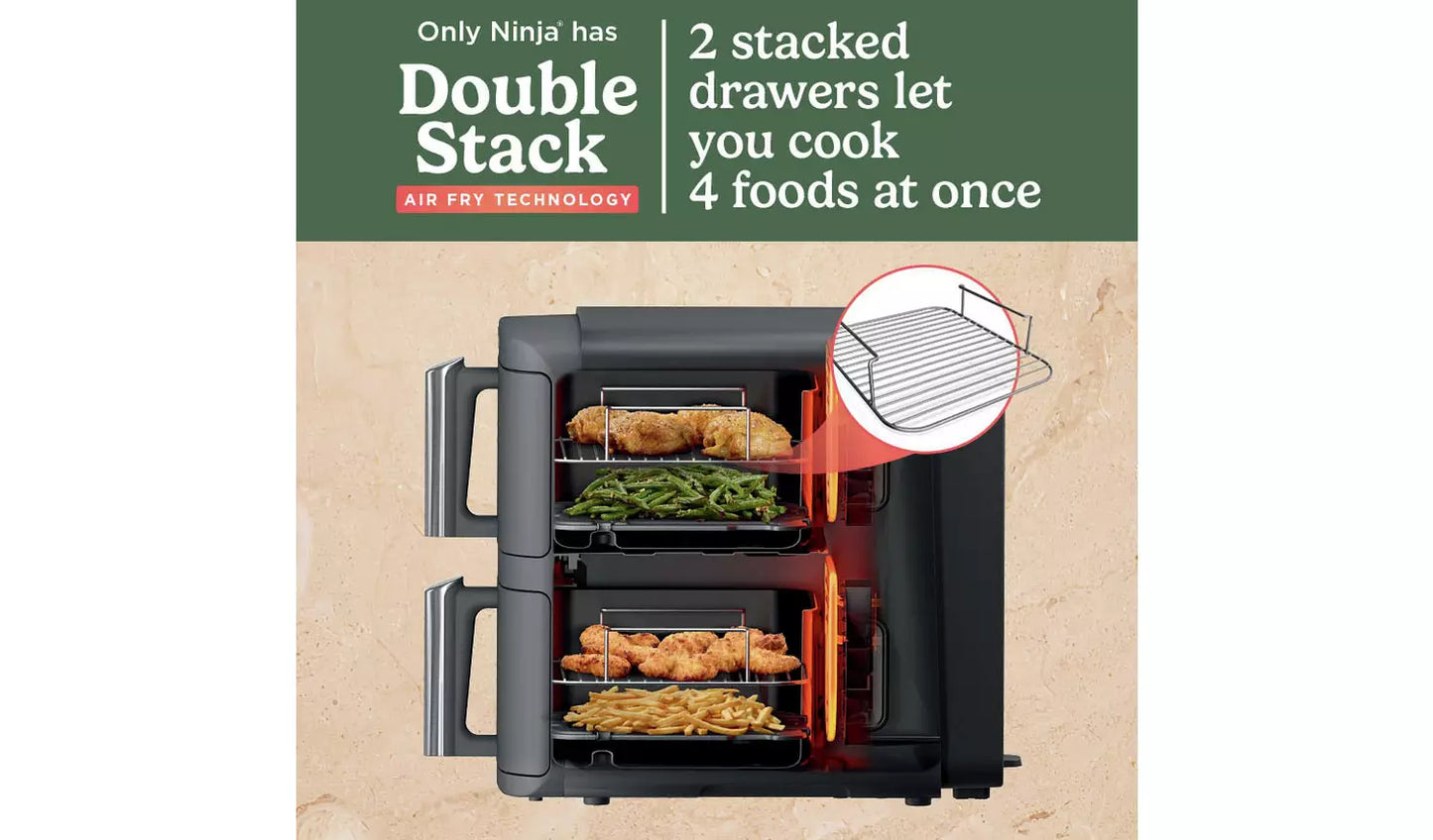 Ninja Double Stack XL SL400UK 9.5L Air Fryer - Grey