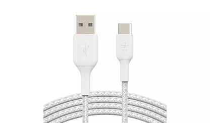 Belkin Braided USB-C to USB-A 3m Cable - White