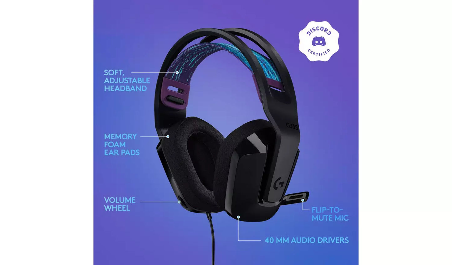 Logitech G335 Wired Gaming Headset - Black