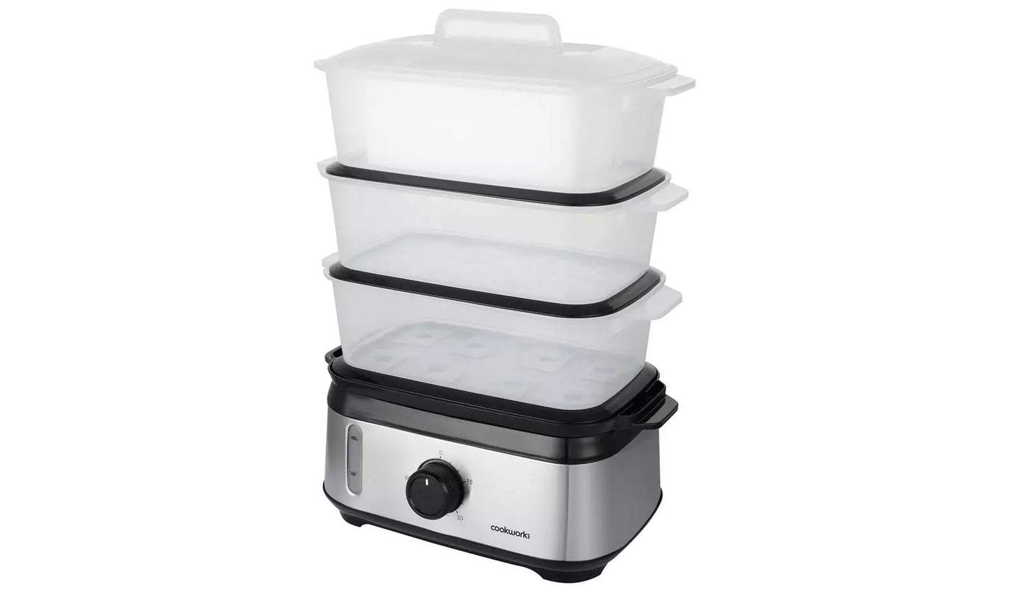 Cookworks FS1400-GS 3 Tier Steamer - Stainless Steel