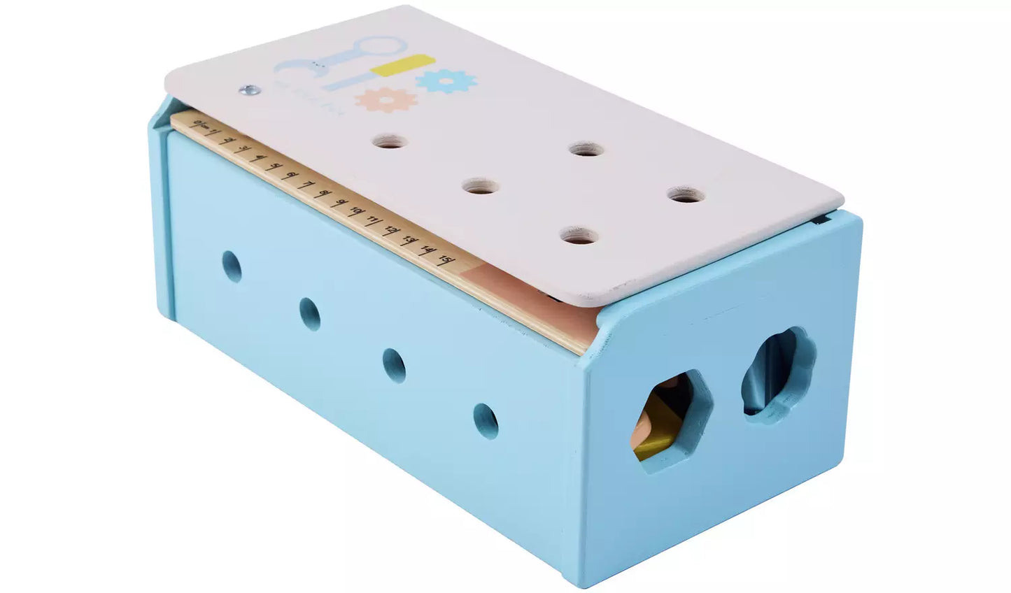 Chad Valley Wooden Tool Box-Blue