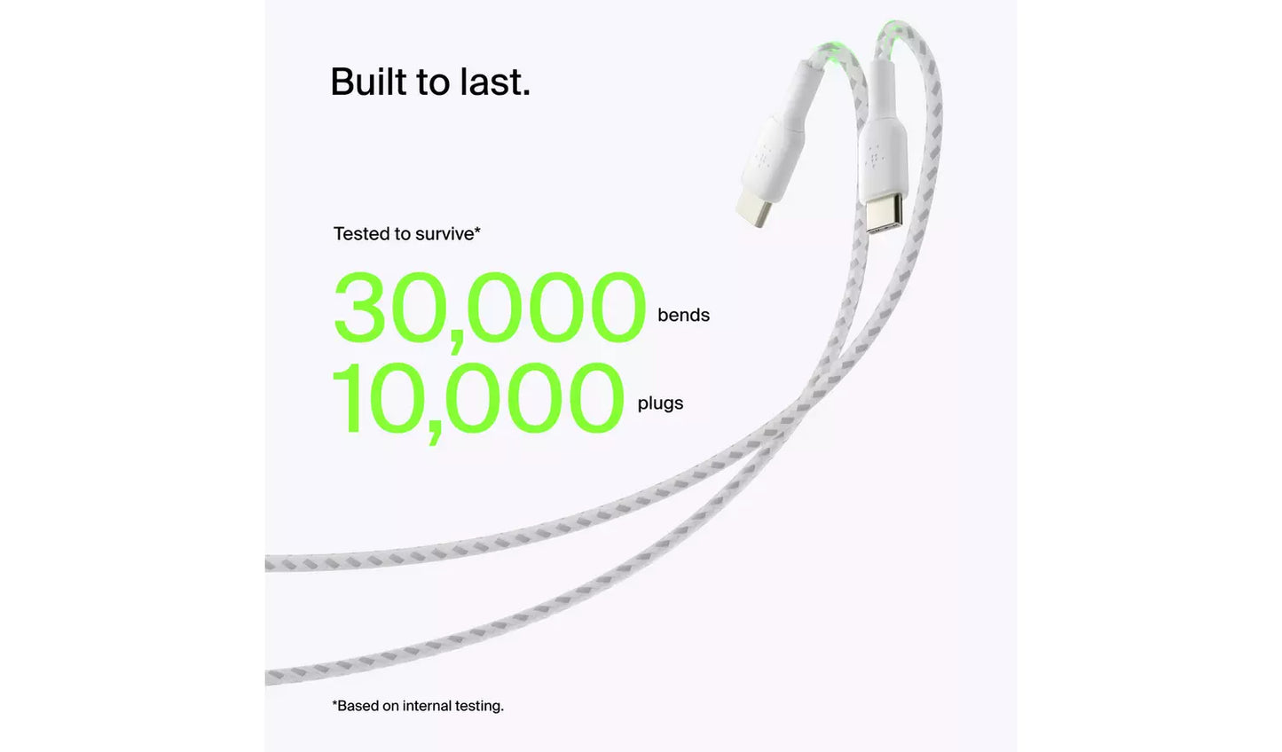 Belkin Braided USB-C to USB-A 1m Cable - White