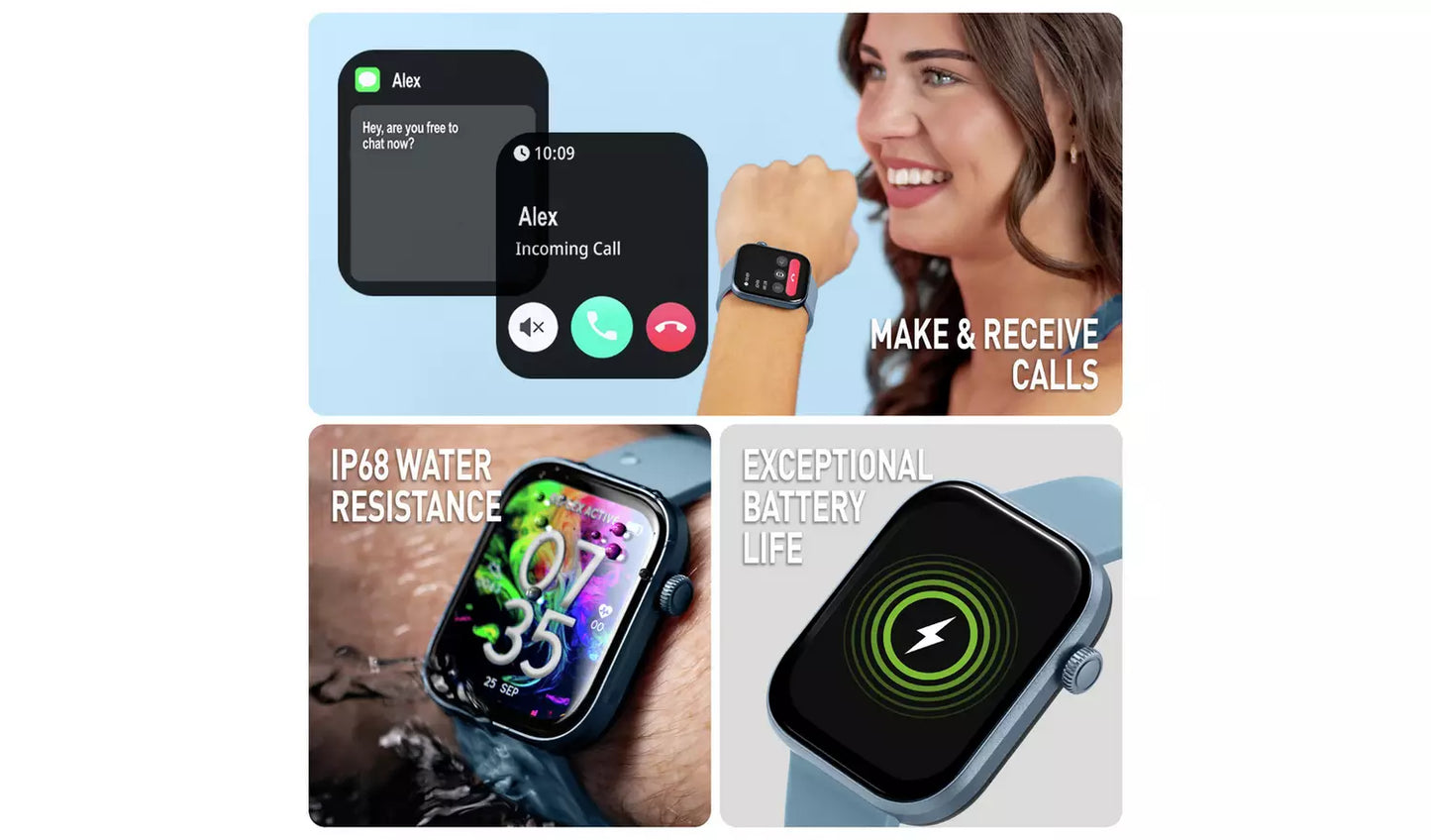 Reflex Active Series 40 Blue Strap Calling Smart Watch